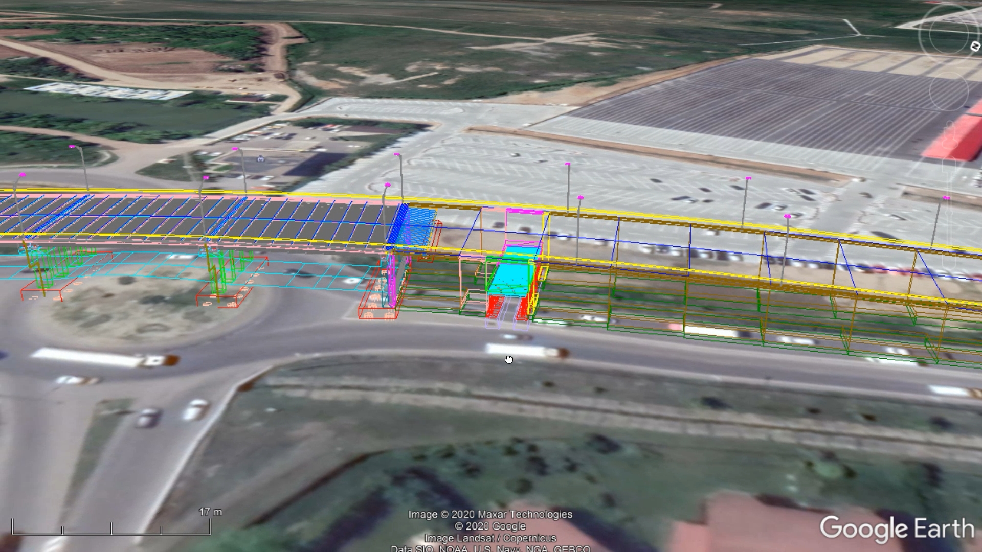 Pasaj pietonal 3D prin rampa unui pod in Google Earth